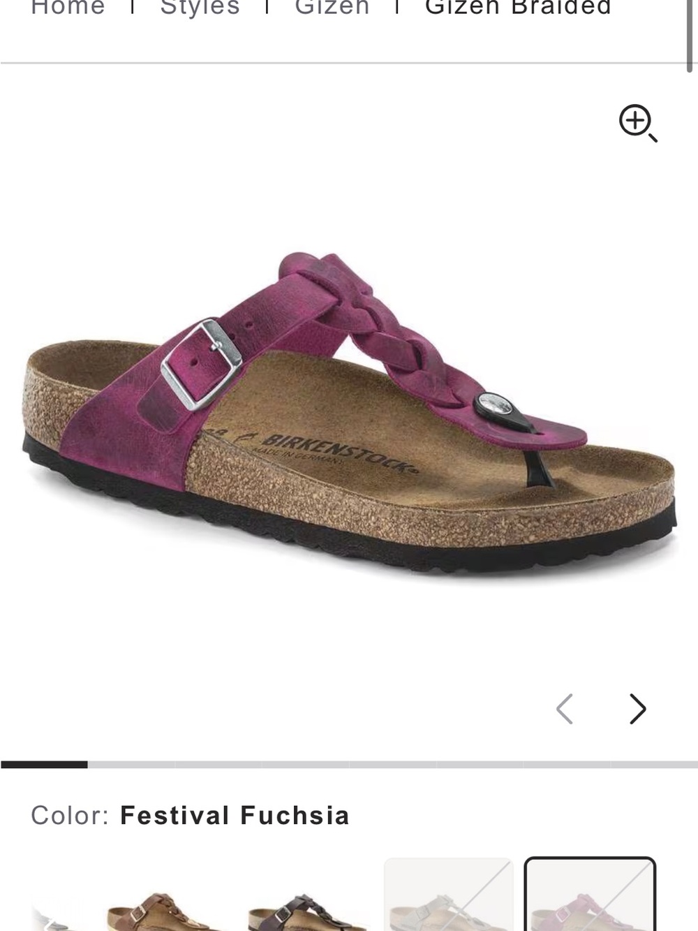 Birkenstock Gizeh Braided Thong Sandal — Fuchsia